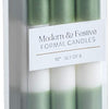 Modern & Festive Formal Taper Candles, 10in, Set of 6, Metallic Green & White