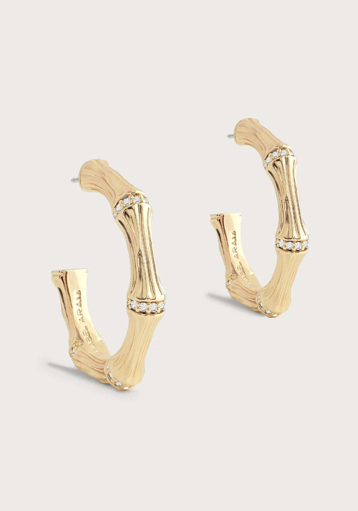 Anabel Aram Bamboo Medium Hoop Earrings, Gold