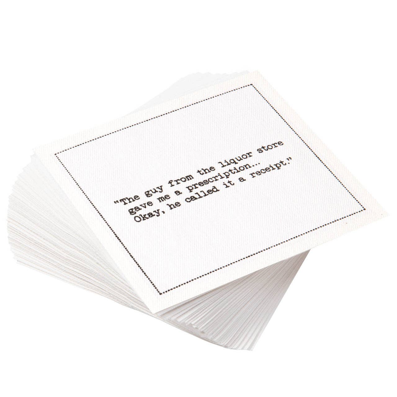 Five Star Napkins Inc. - Whiskey Quotes - White Cotton Cocktail Napkins x 50