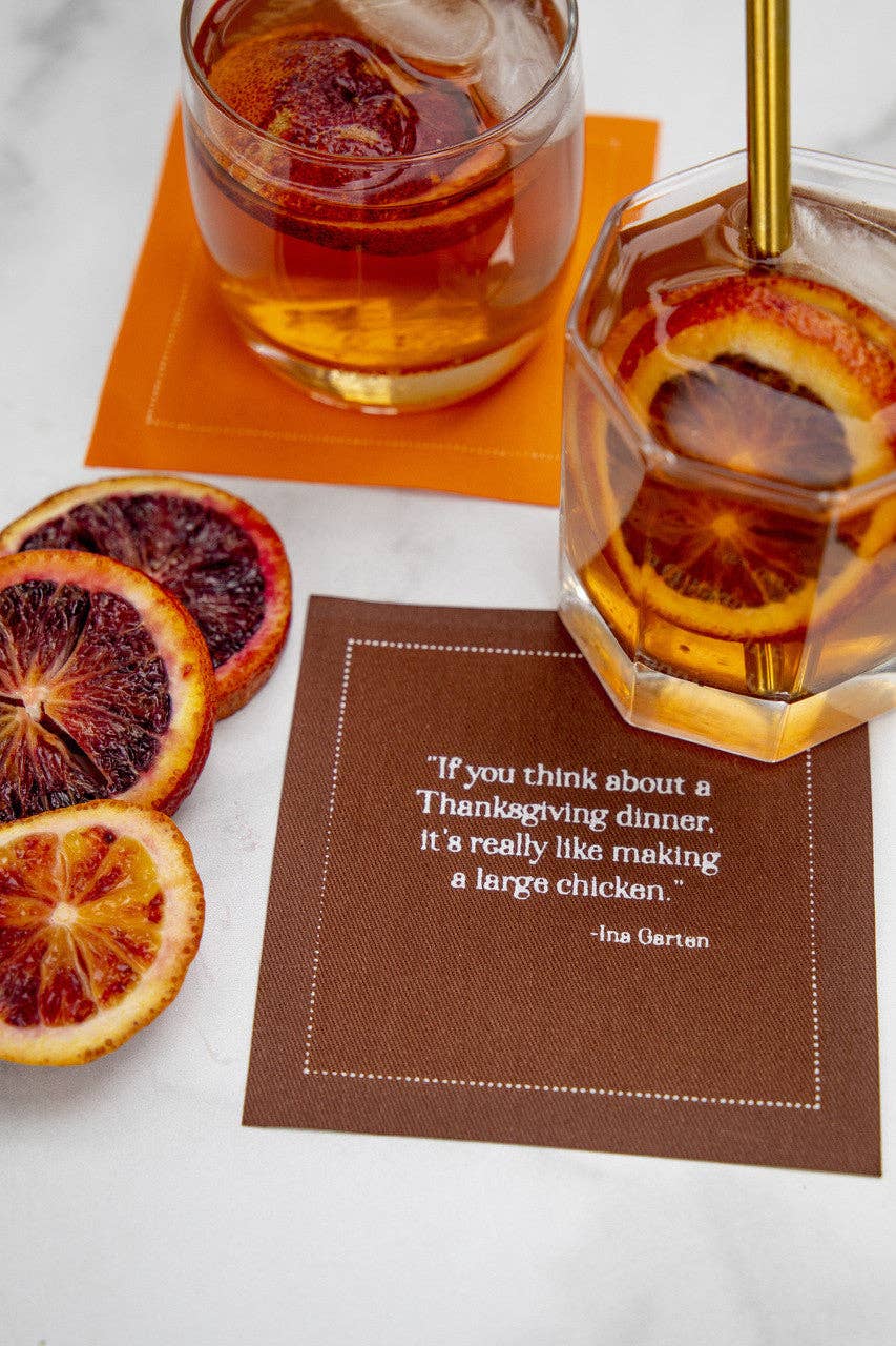 Five Star Napkins Inc. - Thanksgiving Quotes- Tri Color Cotton Cocktail Napkins x 50