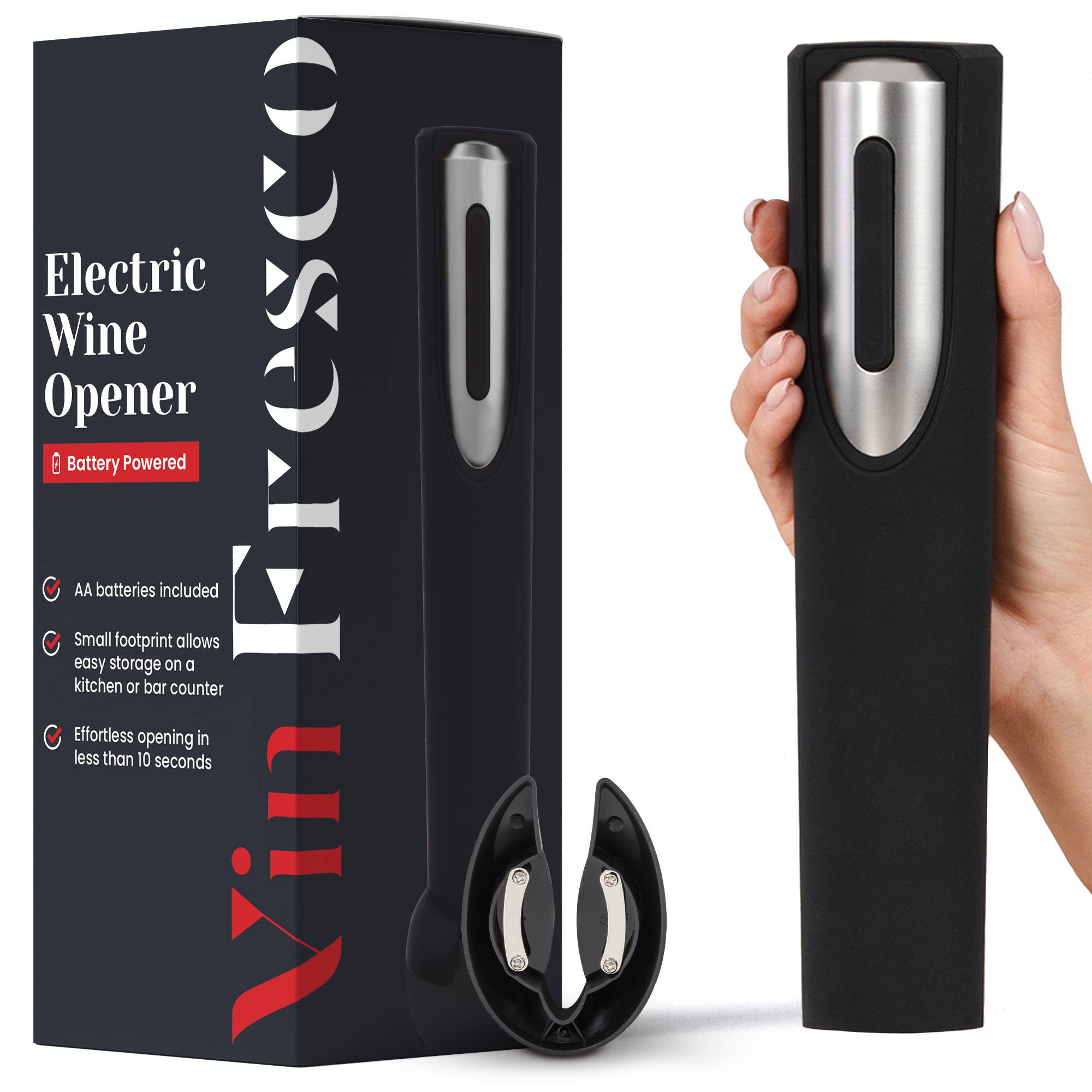 Vin Fresco - Vin Fresco Electric Wine Opener, Battery-Powered Corkscrew