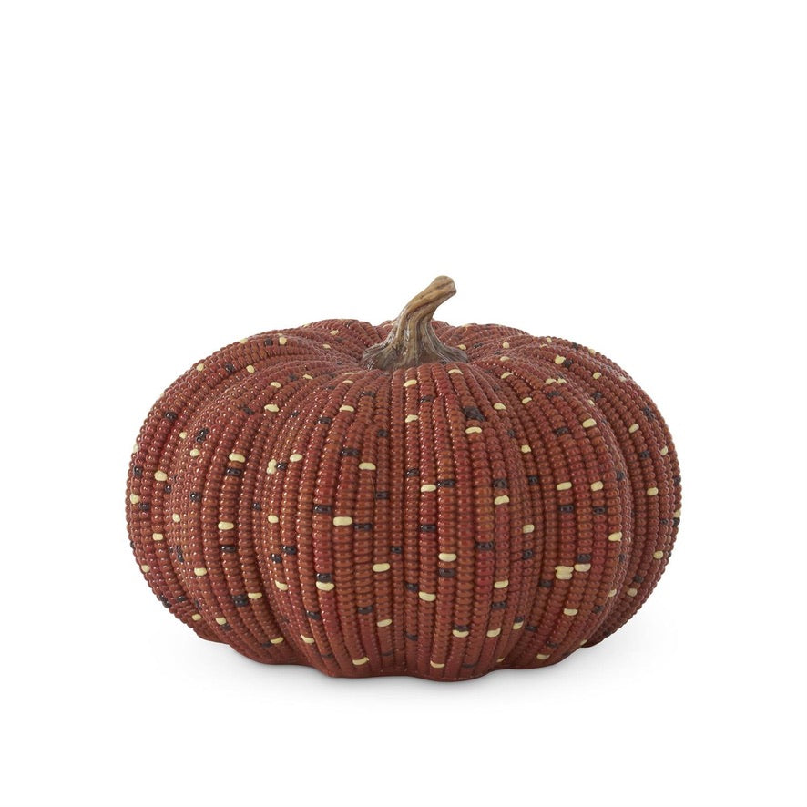 Dark Orange and Resin Indian Corn Pumpkin, 2 sizes