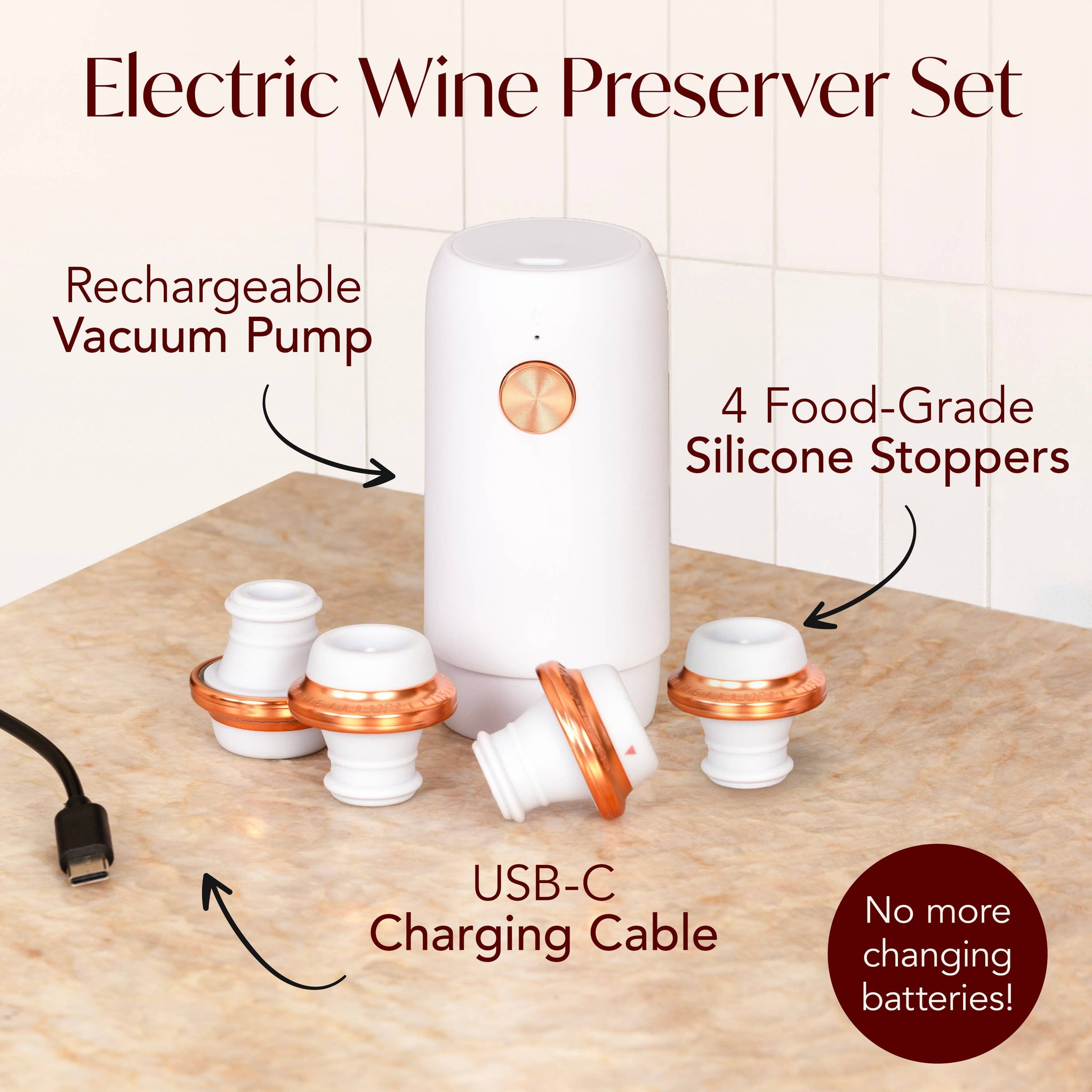 Vin Fresco - Vin Fresco Electric Wine Preserver, Vacuum Wine Saver