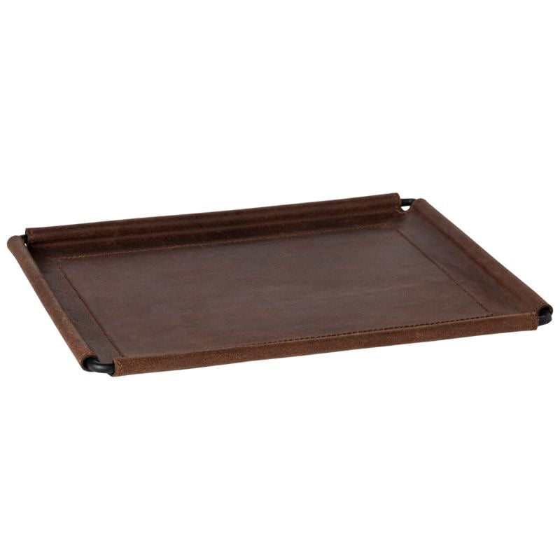 Brown Leather Tray 12"