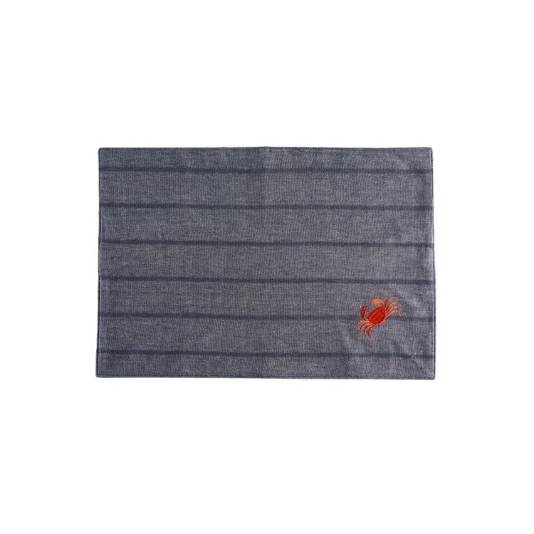 Indigo Stripe Placemat Crab