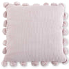 Pink Moss Stitch Knit Pillow with Pom Trim 20"