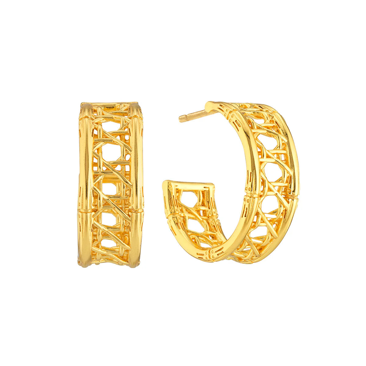 Capucine De Wulf Veranda Caning Medium Hoop Earrings