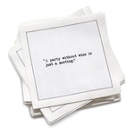 Five Star Napkins Inc. - Wine Quotes - White Cotton Cocktail Napkins x 50