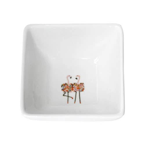 Kim Rody Flamingo Twins Small Square Bowl 5"