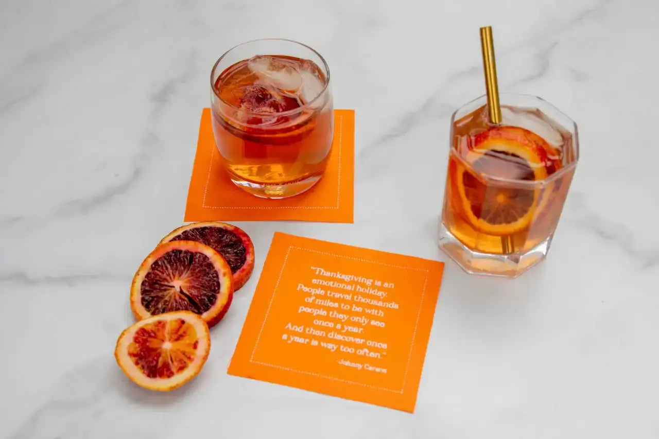 Five Star Napkins Inc. - Thanksgiving Quotes- Tri Color Cotton Cocktail Napkins x 50