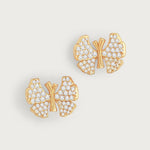 Anabel Aram Butterfly White Pavé Stud Earrings