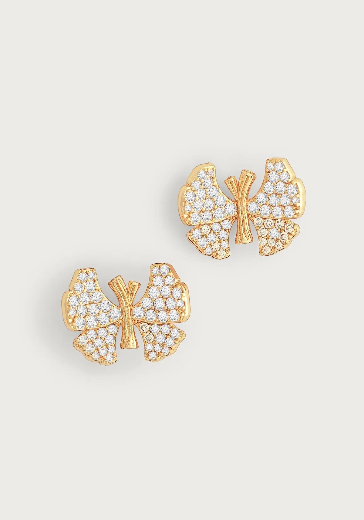Anabel Aram Butterfly White Pavé Stud Earrings