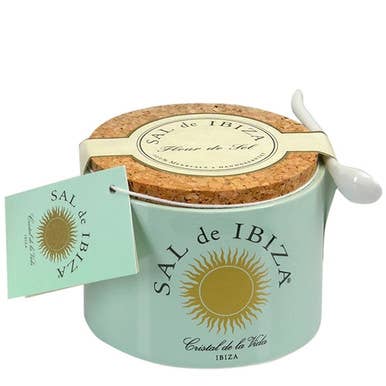 The French Farm - Sal de Ibiza Fleur de Sel in a Ceramic Jar 4.4oz