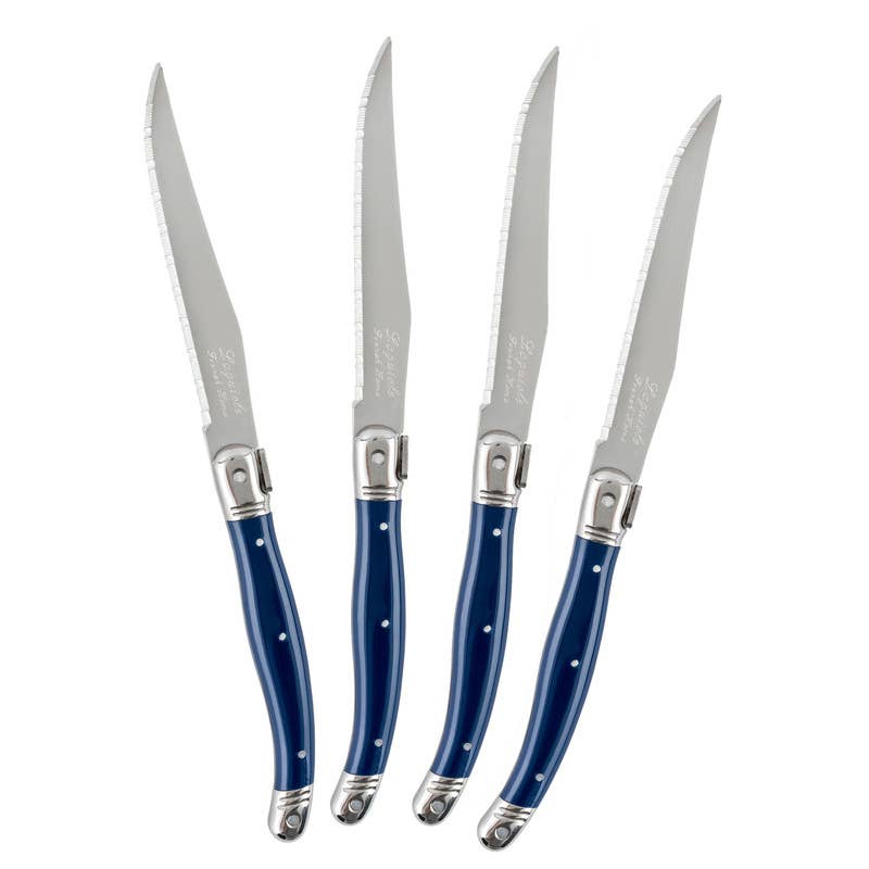 French Home - French Home Laguiole Steak Knives, Set of 4, Navy Blue