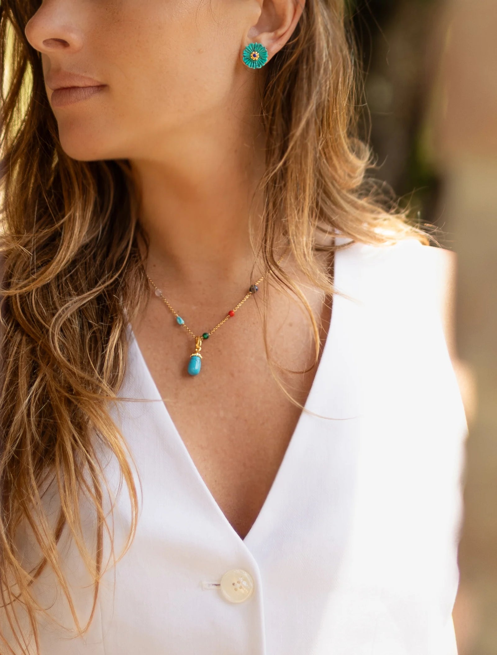 Anabel Aram Milos Chain Necklace Multi