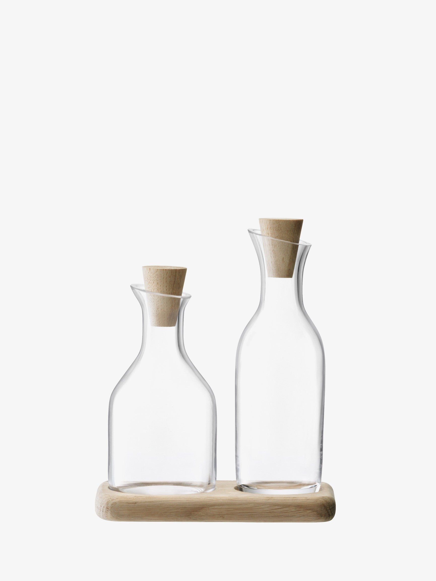 LSA International Serve Oil and Vinegar Set and Oak Base