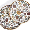 Floral Hand Crafted Wood Round Trays Set of 2