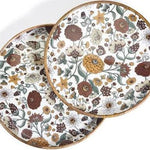 Floral Hand Crafted Wood Round Trays Set of 2