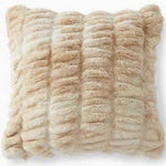 Cream & Tan Ribbed Faux Fur Pillow 18"