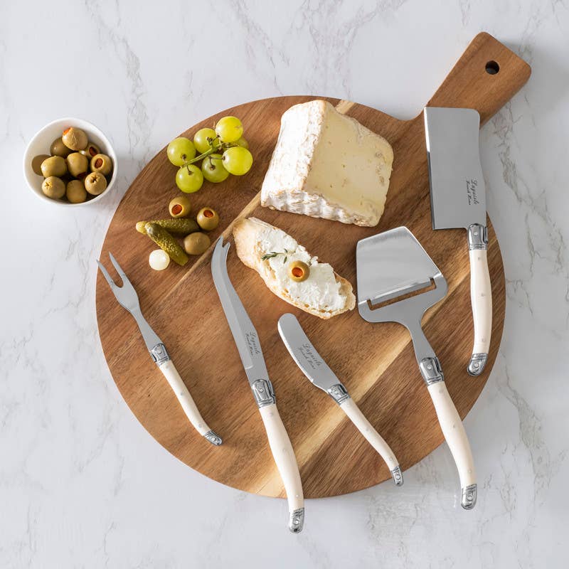 French Home - 5-Piece Laguiole Cheese Knife & Slicer Set Faux Ivory Handle
