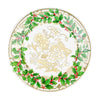 Caspari Holly Ceramic Ivory & Gold Dinner Plates - 8 Per Package