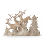 Whitewashed Prancing Reindeer in Tan Resin