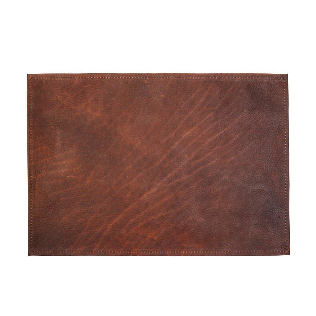 Brown Leather Placemat with Napkin Ring by Hardmill