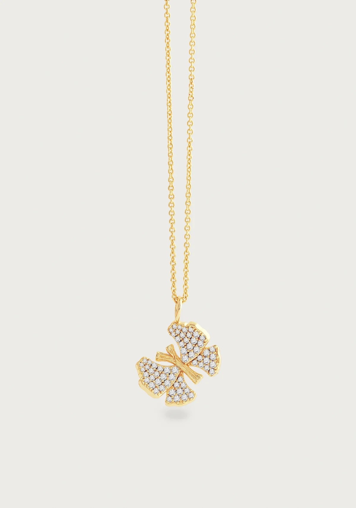 Anabel Aram Butterfly White Pavé Small Necklace