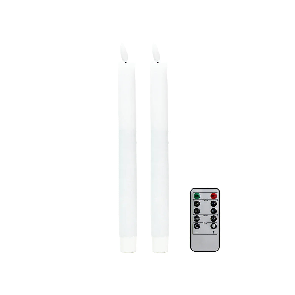 LED candle white 23cm Set of 2