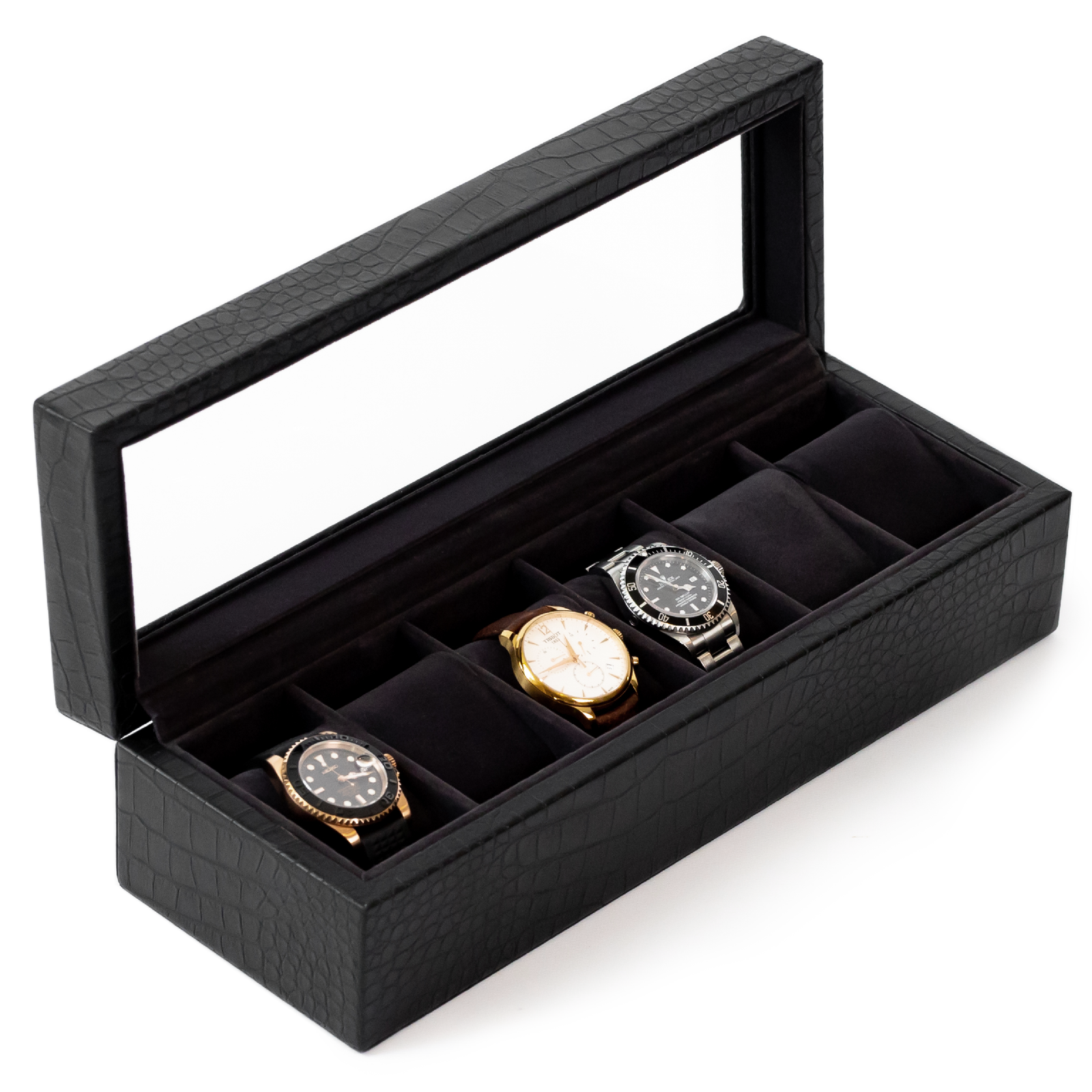 Case Elegance - Faux Crocodile Watch Box - 6 Slot