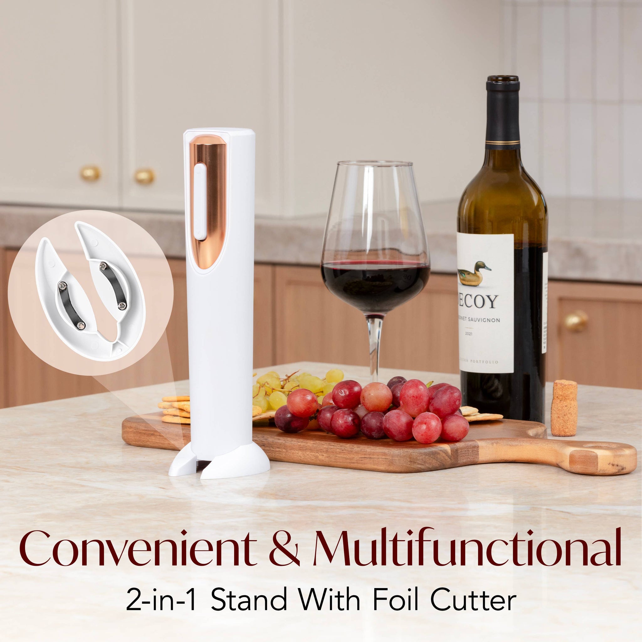 Vin Fresco - Vin Fresco Electric Wine Opener, Battery-Powered Corkscrew