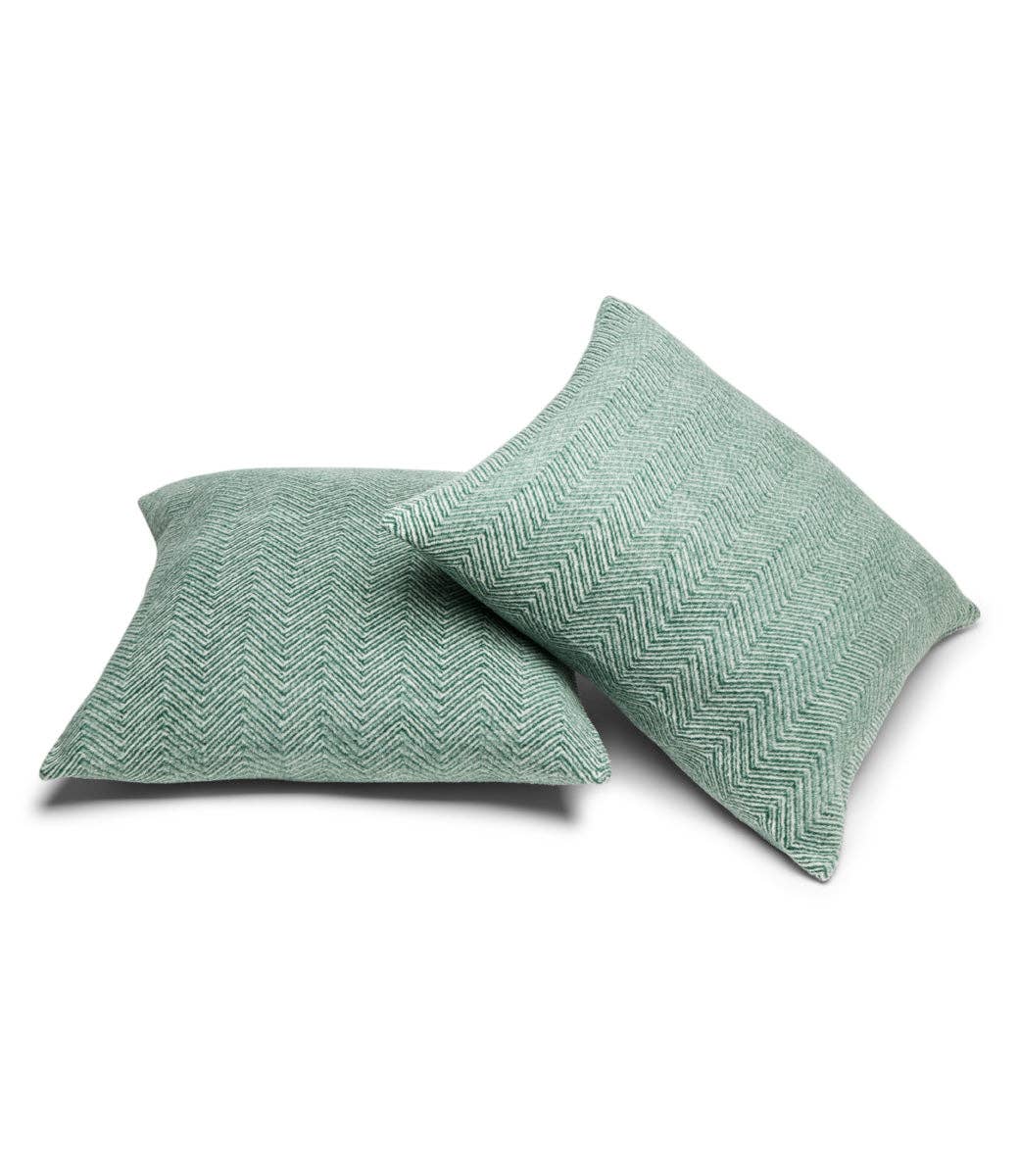 ChappyWrap - Bayside Herringbone Evergreen Throw Pillow