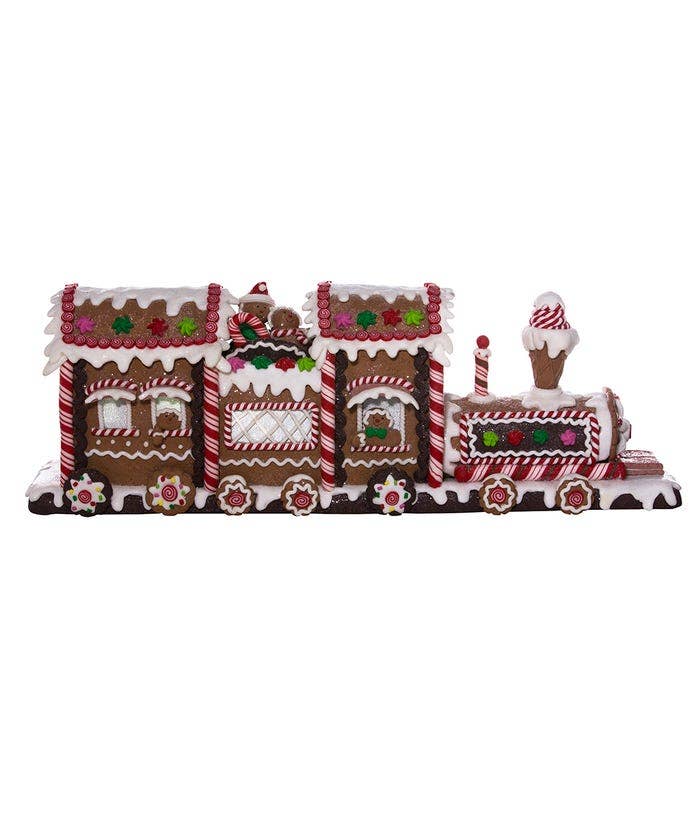 Kurt S. Adler, Inc. - 19.5"B/O GINGERBREAD LED TRAIN TABLETOP
