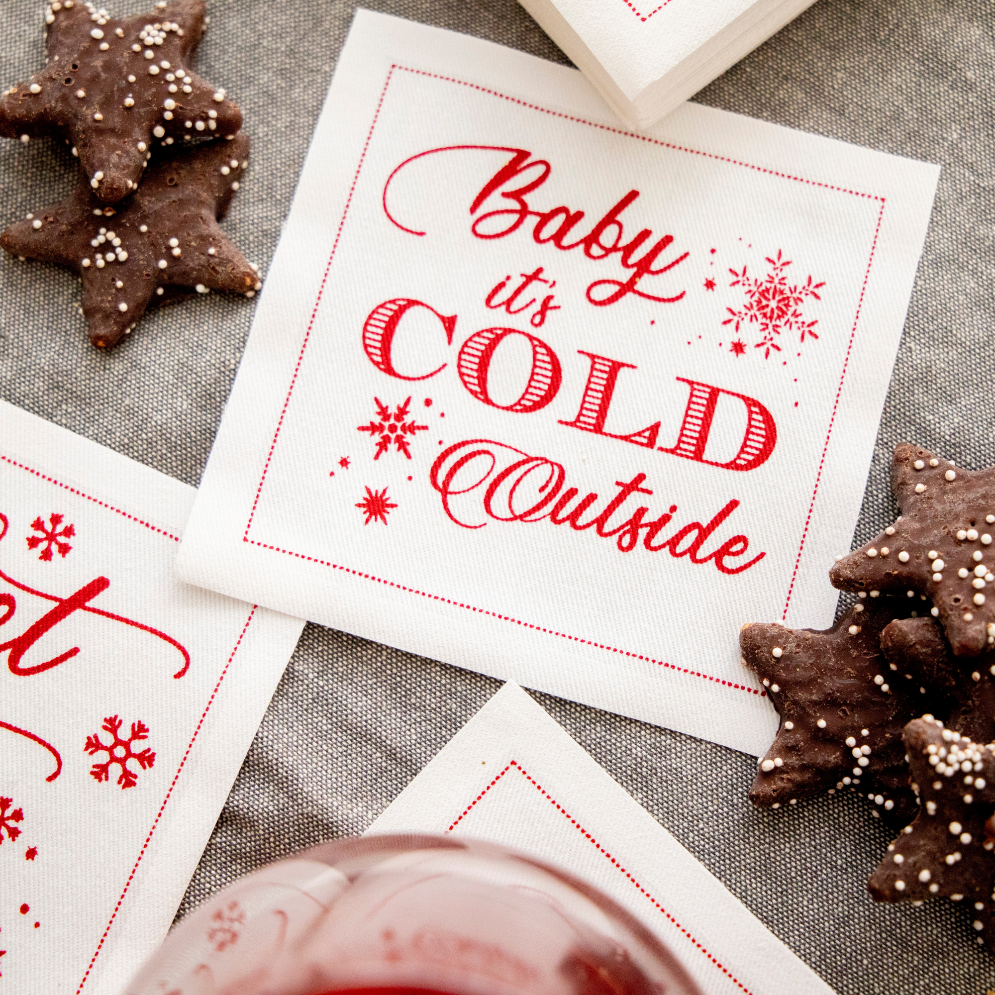 Five Star Napkins Inc. - Christmas Songs White Cotton Napkins - 50x