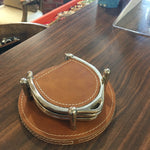 Brown Leather Stitch Horse Bit Coasters