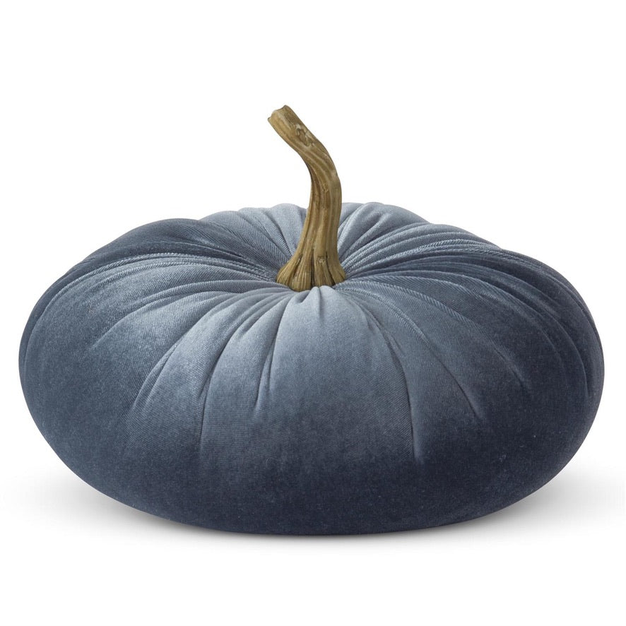Blue Velvet Stuffed Pumpkin, 2 Sizes