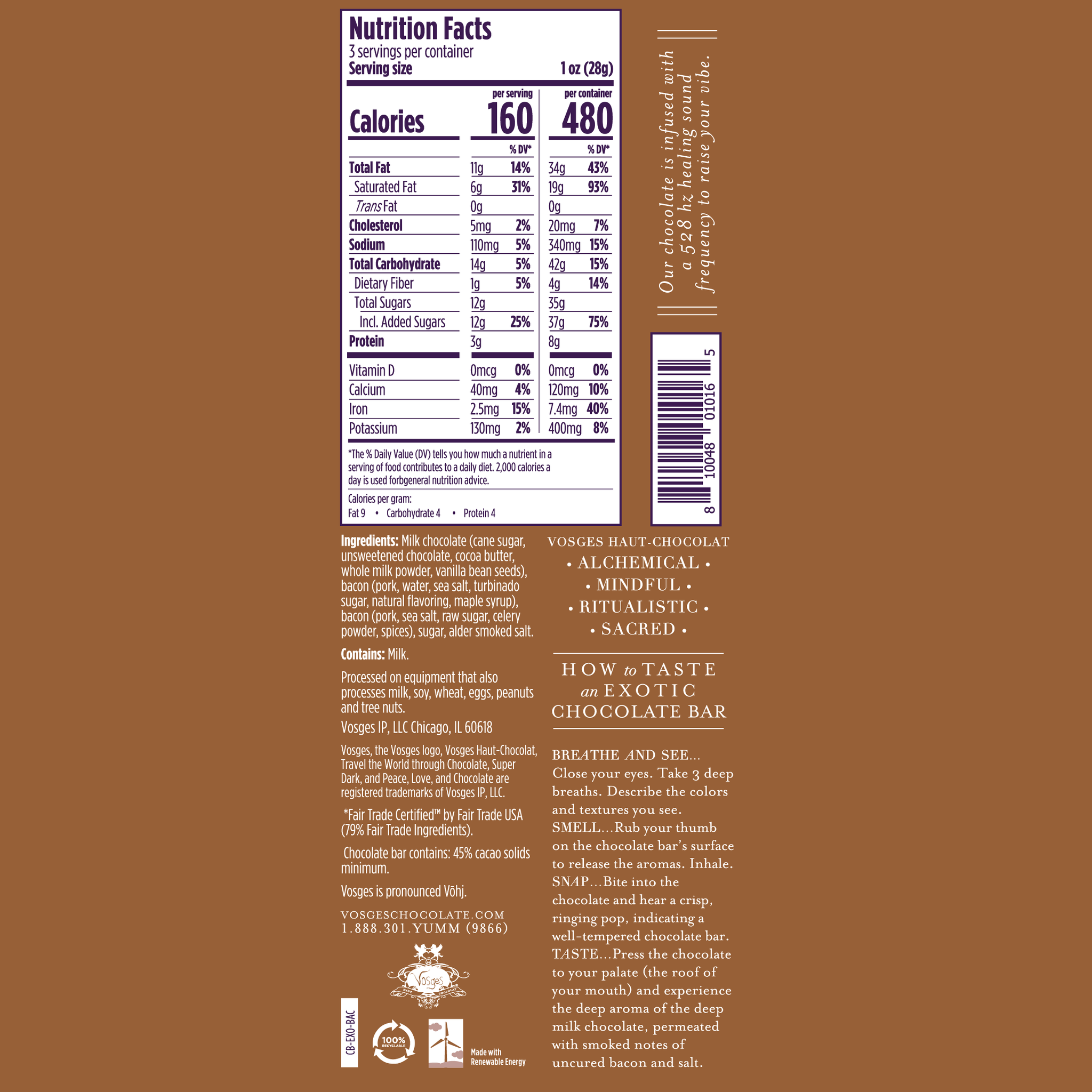 Vosges Haut-Chocolat - Mo's Milk Chocolate Bar w/ Smoked Bacon & Salt - Gourmet