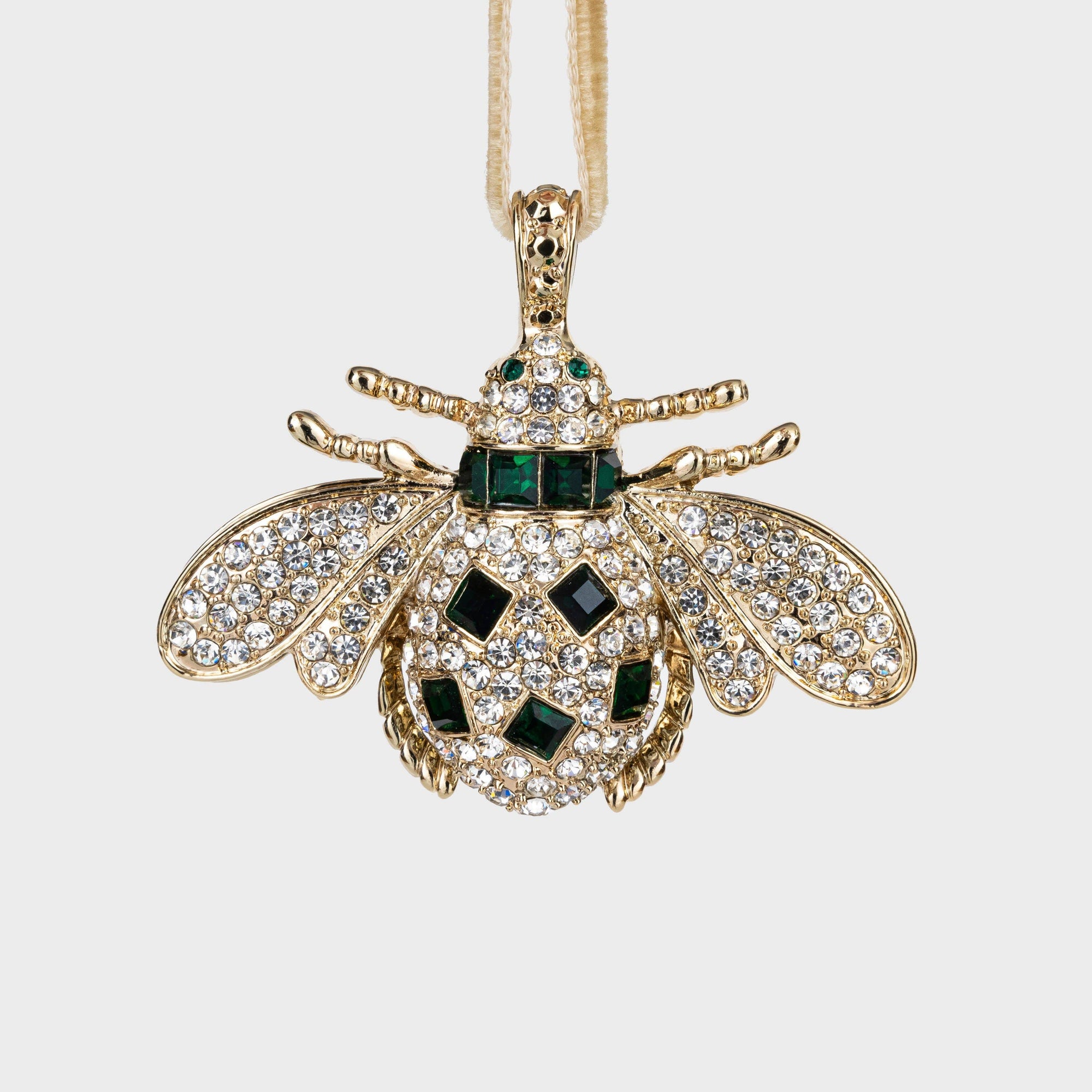 Joanna Buchanan - Classic Bee Hanging Ornament - Silver and Green