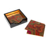 Caspari Jaipur Fuchsia Set Of 4 Lacquer Coasters - 4" Diameter