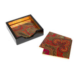 Caspari Jaipur Fuchsia Set Of 4 Lacquer Coasters - 4" Diameter