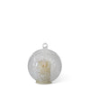 LED Ice Textured Clear Glass w/ White Snowflakes Ornament  with Timer 4.75"