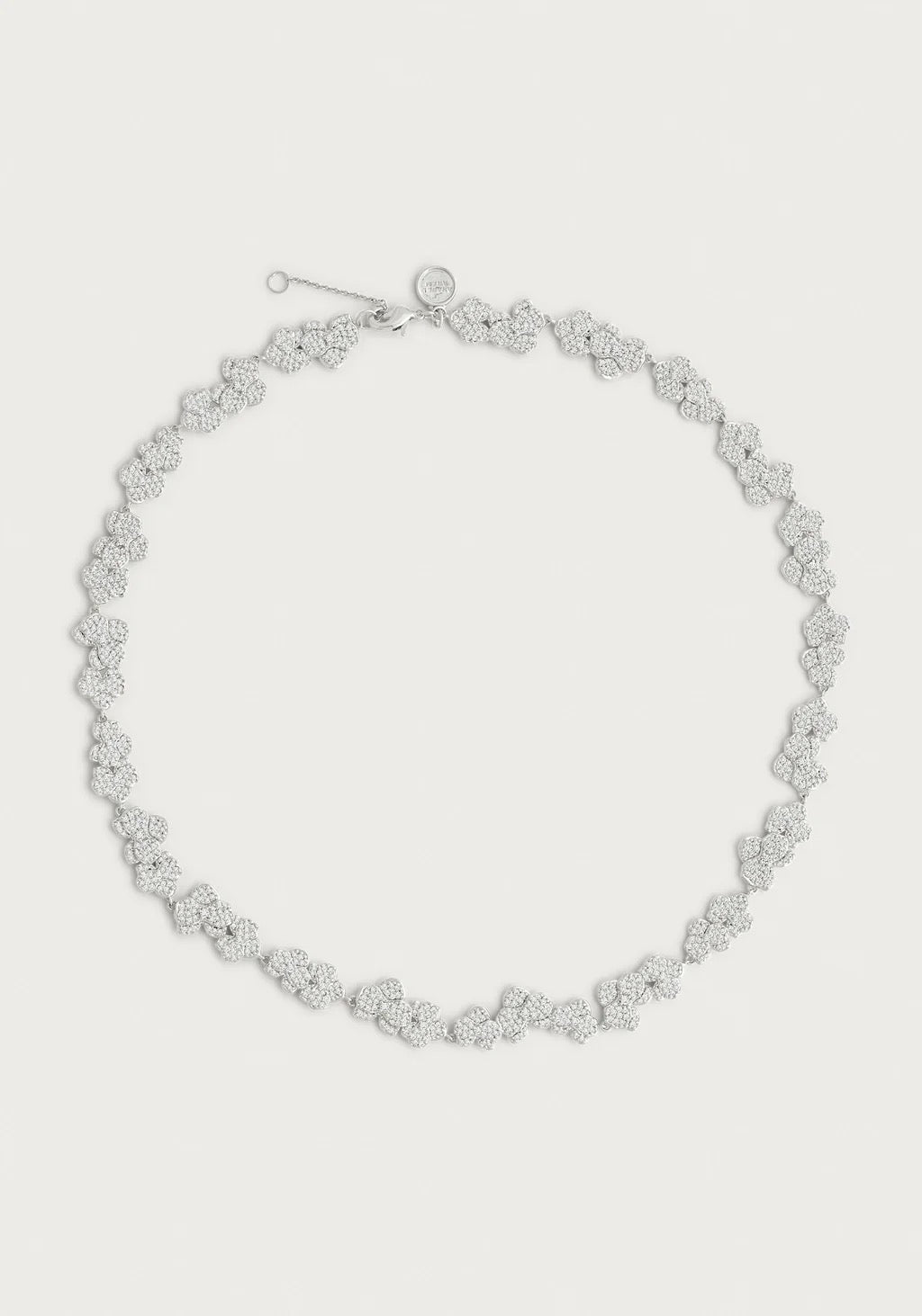 Anabel Aram Orchid White Pave Necklace, Silver