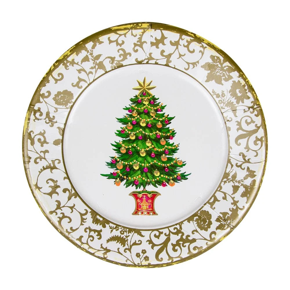 Caspari Gilded Tree Dinner Plates - 8 Per Package