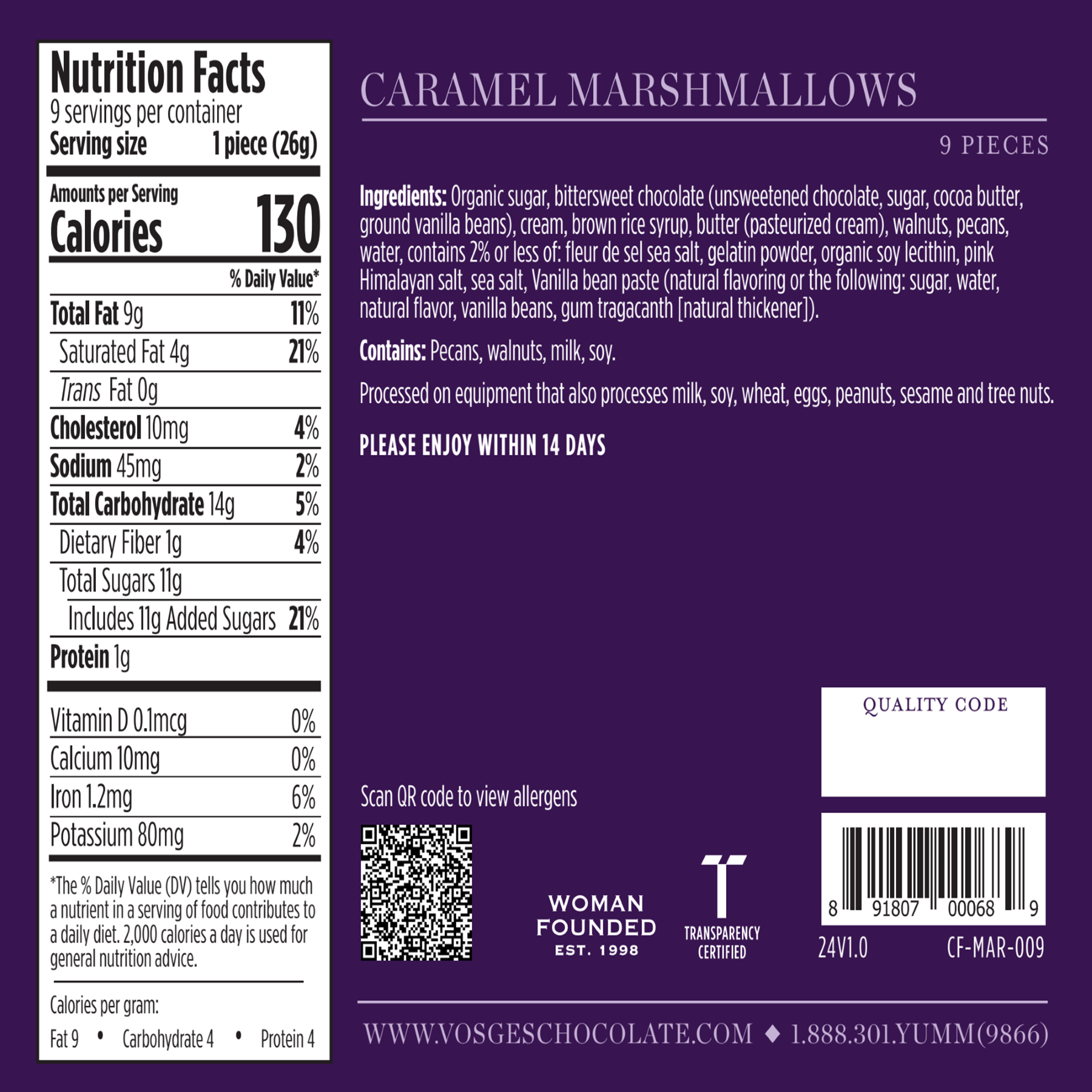 Vosges Haut-Chocolat - Dark Chocolate Covered Marshmallows w/ Caramel & Nuts