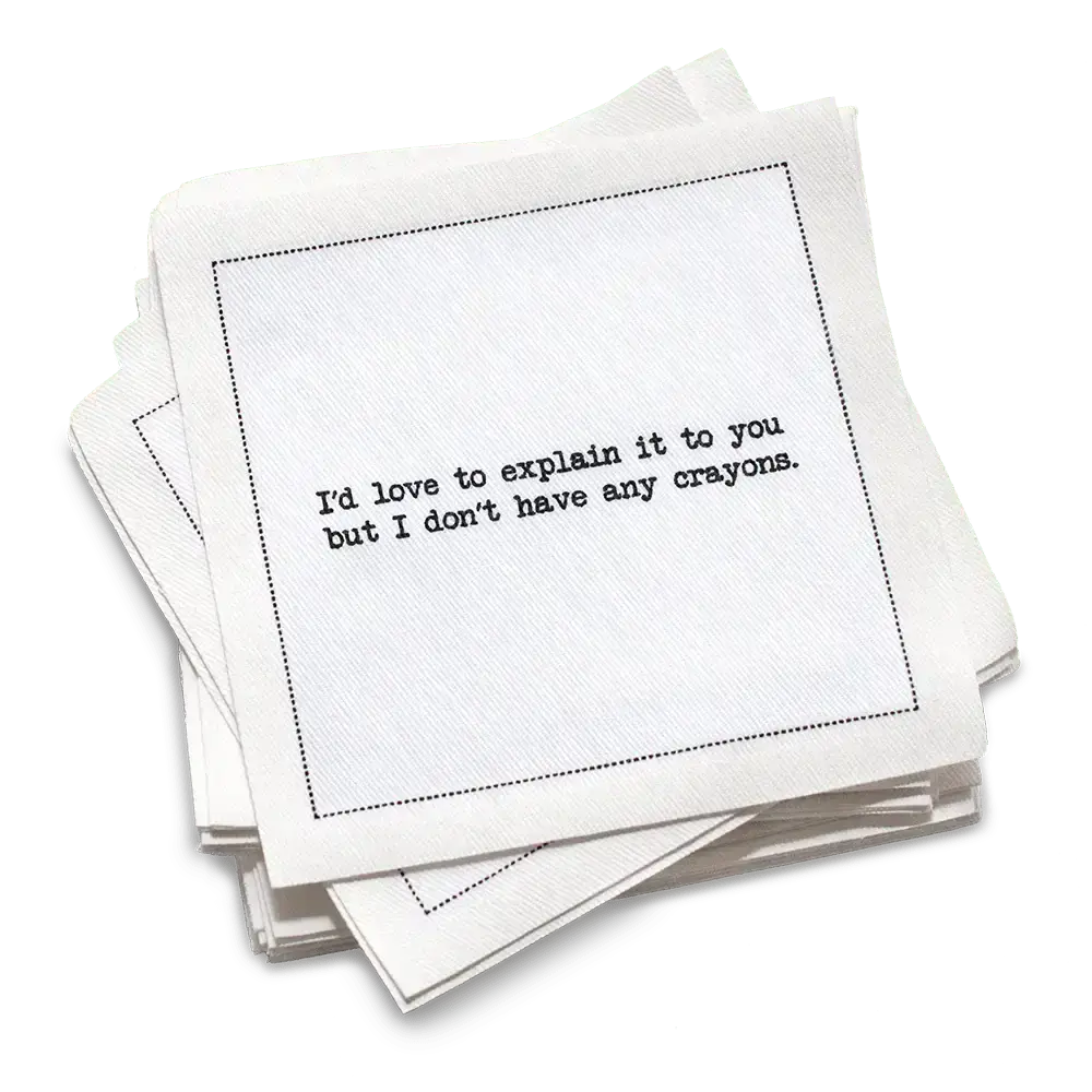 Five Star Napkins Inc. - Subversive Quotes - White Cotton Cocktail Napkins x 50