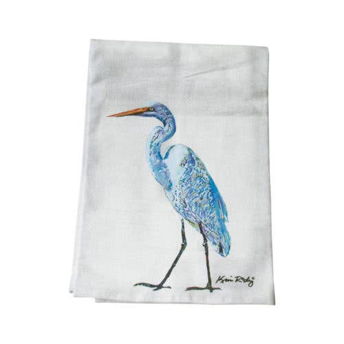 Kim Rody Creations LLC - Cris's Back Yard Egret Tea Towel