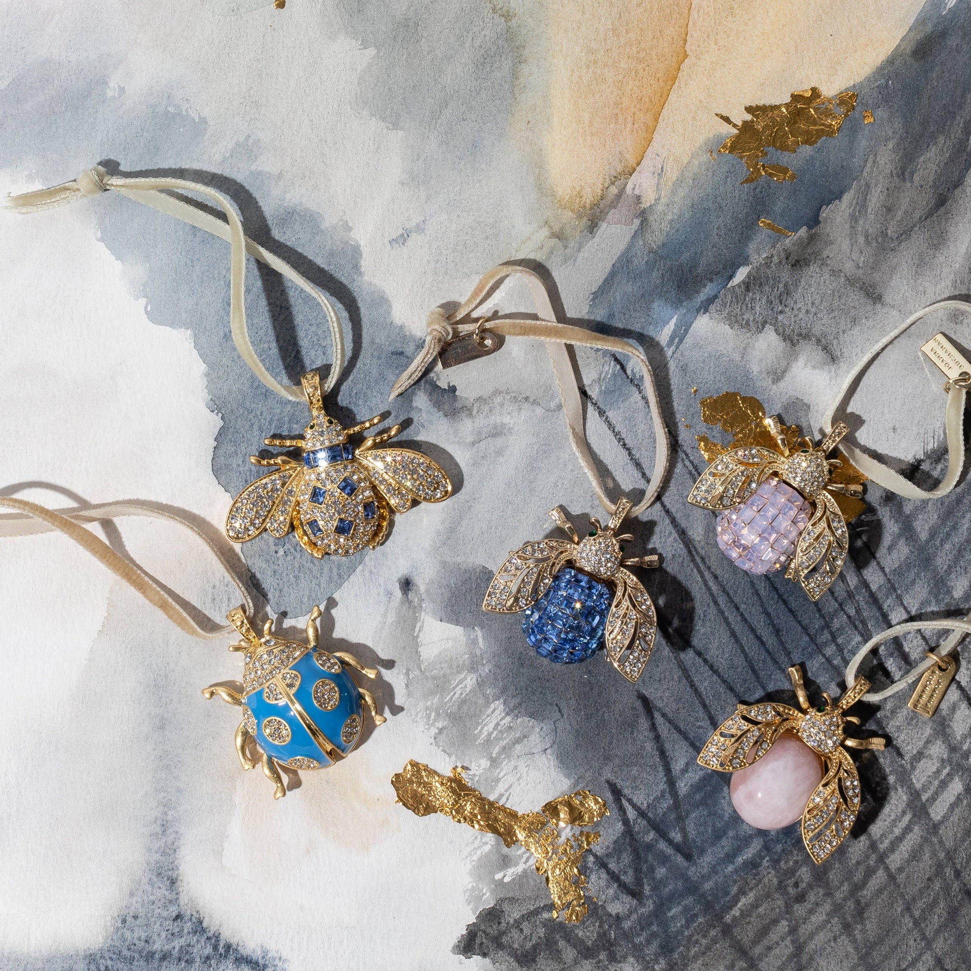 Joanna Buchanan - Sparkle bee hanging ornament, rose quartz