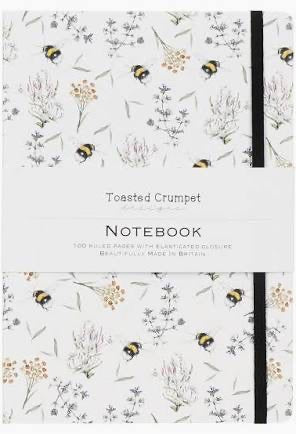 Toasted Crumpet Bees & Honeysuckle White A5 Lined Notebook