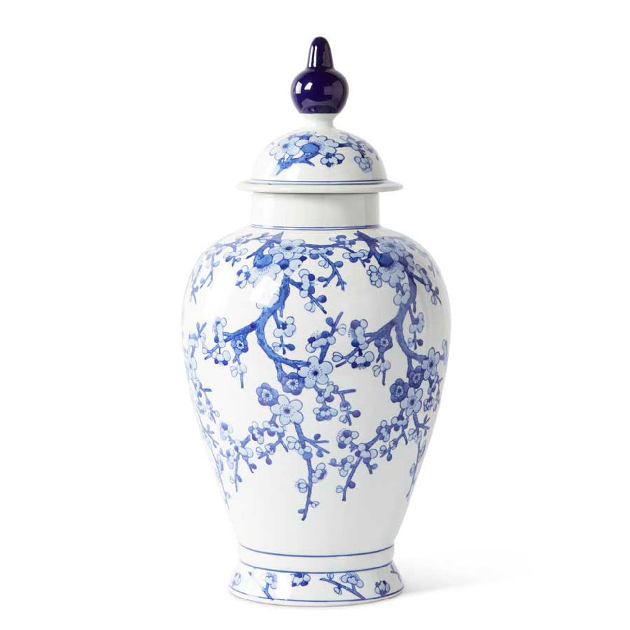 Porcelain Blue and White Chinoiserie Lidded Ginger Jar