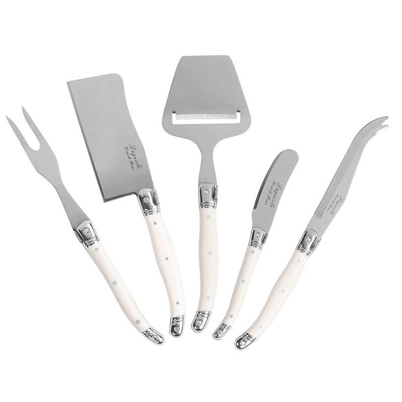 French Home - 5-Piece Laguiole Cheese Knife & Slicer Set Faux Ivory Handle